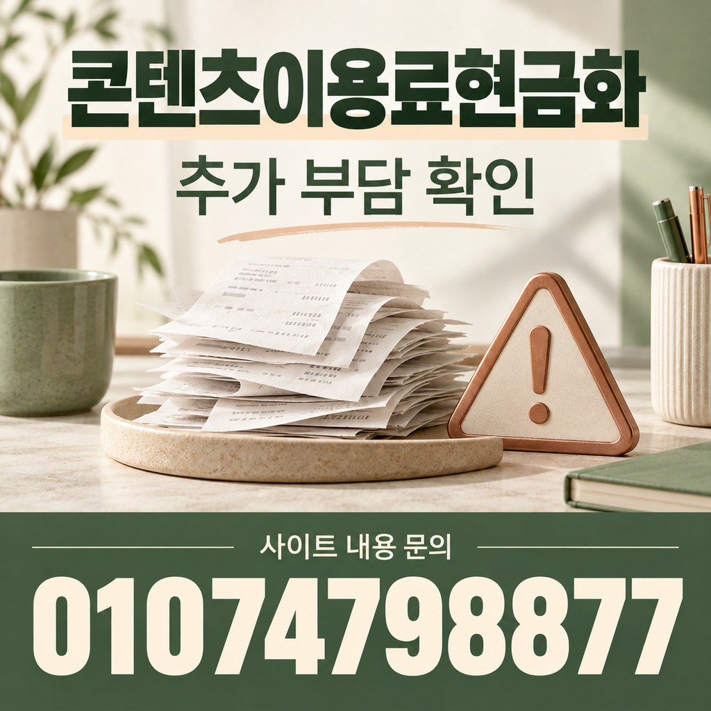 콘텐츠이용료현금화 · 추가 부담 · 사이트 내용 문의 01074798877